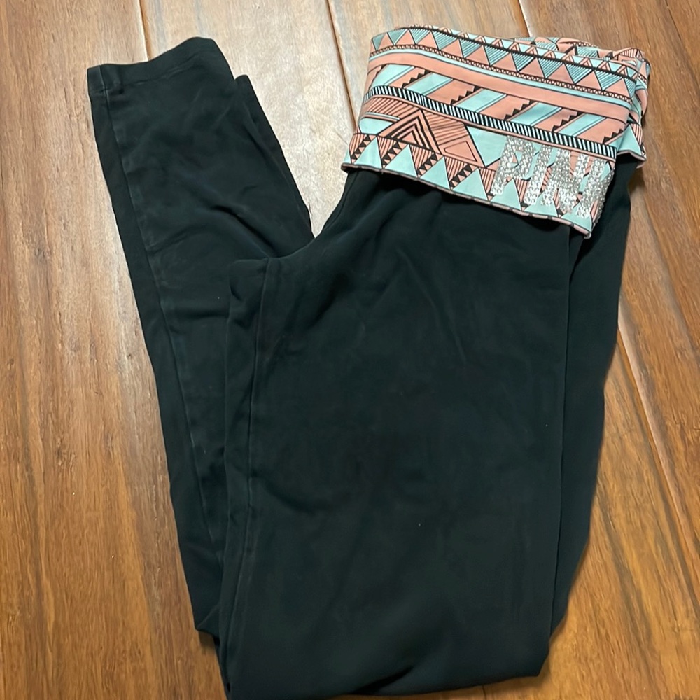 Pre-owned Victorias secret black leggings pink collection size small